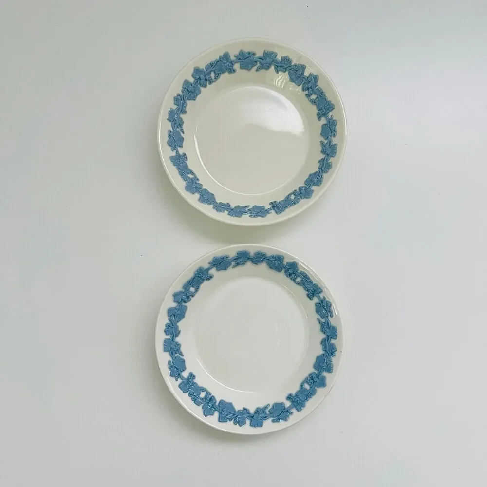 WEDGWOOD Queensware Lavender Blue Cream Embossed Grapevine Fruit Bowls, Set of 2